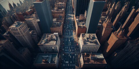 Aerial view of modern city, generative ai