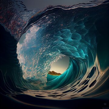 Inside ocean wave, generative ai