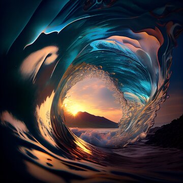 Inside ocean wave, generative ai