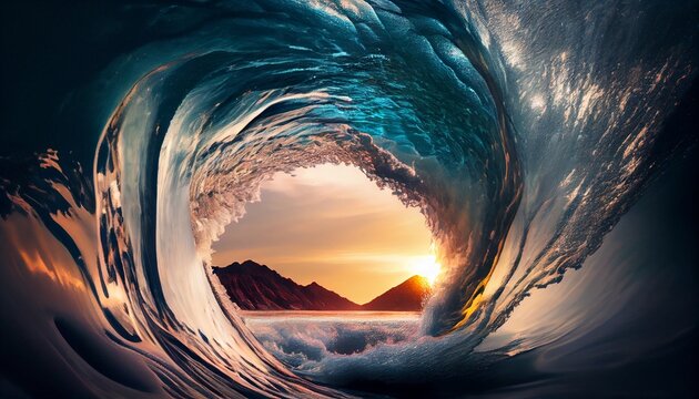Inside ocean wave, generative ai