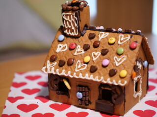 A confectionery house made of cookies and chocolate
