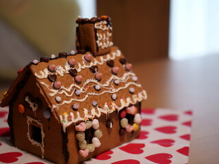 A confectionery house made of cookies and chocolate