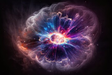 , red and blue fireworks, the Big Bang, the Galaxy, an abstract cosmic background, the celestial, the beauty of the universe, the speed of light, the eon glow, purple stars, the cosmos, ultraviolet in