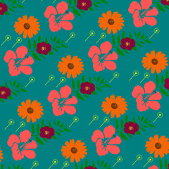 Seamless pattern with flowers. Aesthetic wallpapers, designs and templates.