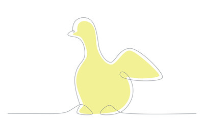 First spring bird hand draw continues one line. Vector stock illustration isolated on white background for wedding, Easter invitation or greeting card. Editable stroke. 