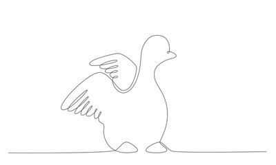 First spring bird hand draw continues one line. Vector stock illustration isolated on white background for wedding, Easter invitation or greeting card. Editable stroke. 