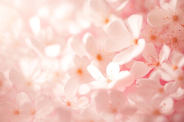 Fototapeta na wymiar Cherry Blossom background: A dreamy and romantic background filled with delicate pink cherry blossom petals. The lighting is soft and warm, creating a serene and tranquil atmosphere. Great for creatin