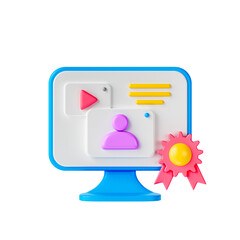 Graduate certification paper icon on isolated white background, online diploma, finished online learning