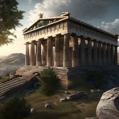 Ancient Greece architecture with colonnade.Ai agenerative.AI content