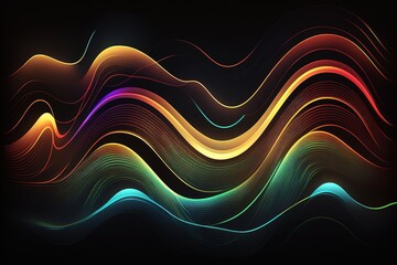 neon lines and waves, Generative AI.