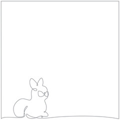 Easter continuous one line hand drawing frames pack. Illustration for post in social media, invitation, greeting card. Bunny, bird, sheep, church.