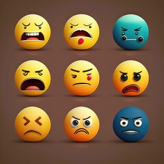 A bold and expressive set of emojis for online chatting, with vivid colors and unique designs that make a strong visual impact. Ai