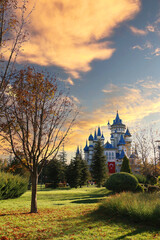 selective focus: Fairytale Castle in Sazova Park (Science Art and Culture Park) in Eskisehir, Turkey.