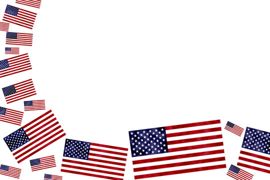 Red, white, and blue USA flag border isolated on white