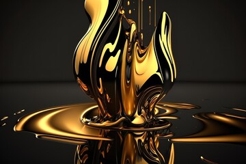 golden fluid motion, Generative AI.