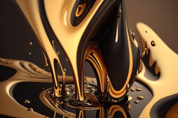 golden fluid motion, Generative AI.