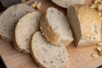 Sliced wheat loaf of fresh bread