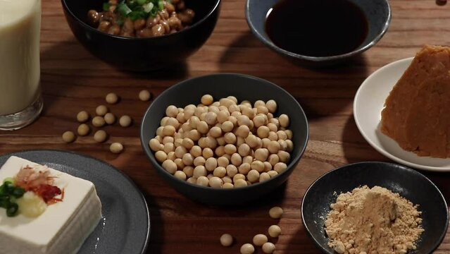 大豆食品の集合【Closeup FIX】