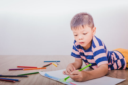 Asian children drawing and painting