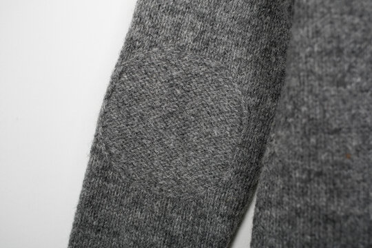 Grey Linen Wool Knitted Elbow Patch