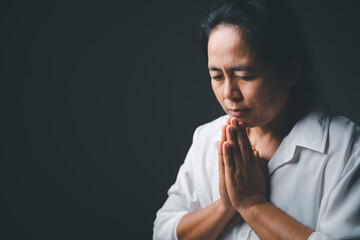 Christian catholic life crisis prayer to god. Woman pray to god for blessing to wishing have a...