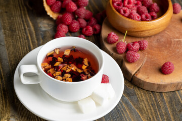 A mug of red tea on the table