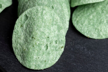 Thin and delicious green potato chips