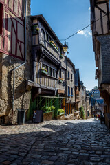 Fototapeta na wymiar Breton Village Dinan With Narrow Alleys And Half-Timbered Houses In Department Ille et Vilaine In Brittany, France