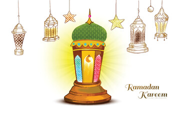 Beautiful colorful traditional turkish lamps ramadan kareem celebration background