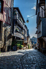 Naklejka na ściany i meble Breton Village Dinan With Narrow Alleys And Half-Timbered Houses In Department Ille et Vilaine In Brittany, France