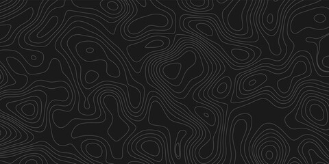 Black and white seamless pattern. Seamless topographic map contour background. 