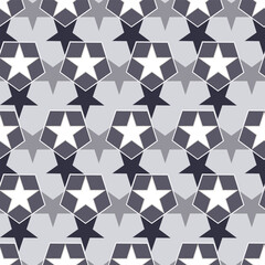 seamless vector pattern in gray shades with the image of an ornament of stars for prints on fabrics, covers, wallpapers and for interior decoration