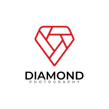 diamond line logo design combined with camera lens for photo studio