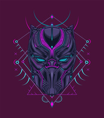 panther face cyborg vector artwork