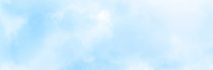 Low Angle Panorama View Of Clouds In Blue Sky.