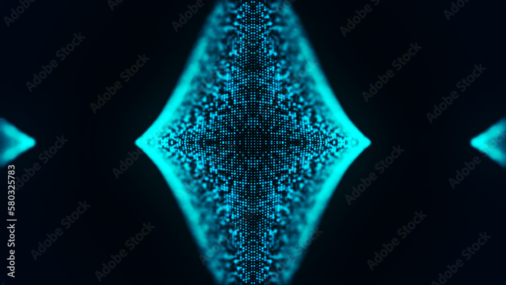 Poster digital technology background. wave of glowing points. futuristic background for presentation design