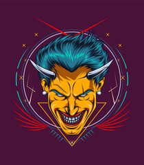 Devil boy smile vector artwork