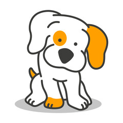 Funny dog vector cartoon character isolated on a white background.