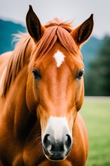 Obraz premium AI Stunning Horse Portrait Amidst Breathtaking Natural Scenery