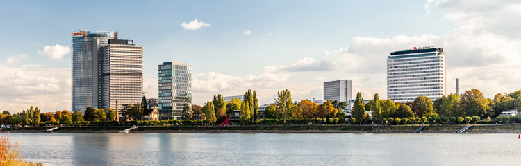 BONN, GERMANY - September 25 2022: Panoramic view on "Post tower" (Posttower) in Bonn - the 8th building in Germany with a height of 162m.