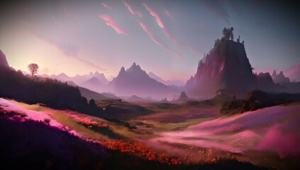 (4k) Insane Fantasy Mountain Landscape Wallpaper/Backgorund AI