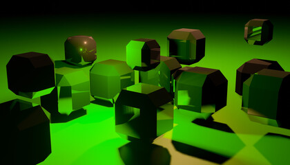 green glass cubes