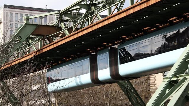 the famous schwebebahn train line in wuppertal germany 4k 30fps video
