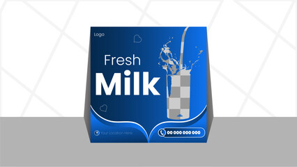 Pure fresh milk design. Clean, Blue, Branding, Social Media Post, Vector, Abstract, Nice, Elegant, High quality, Pasteurize, Cow, Milk Powder, Liquid, Condense. Easily editable, Image Not Included.