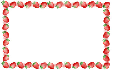 いちご・苺・イチゴのフレーム・小 白背景&ピンクライン入り イラスト素材 色違い・差分あり