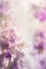 Close-up of dainty purple flowers with a soft focus for a dreamy effect, ideal for backgrounds or decor.