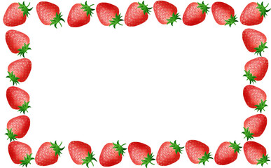 いちご・苺・イチゴのフレーム・大 白背景 イラスト素材 色違い・差分あり