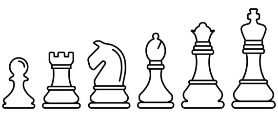 Chess pieces icon. Chess icons. King, queen, rook, knight, bishop, pawn. Vector illustration.