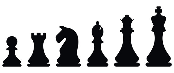 Chess pieces icon. Chess icons. King, queen, rook, knight, bishop, pawn. Vector illustration.