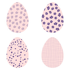 Vintage style floral Easter eggs clipart collection. Perfect for stickers, cards, print. Isolated vector illustration for decor and design.